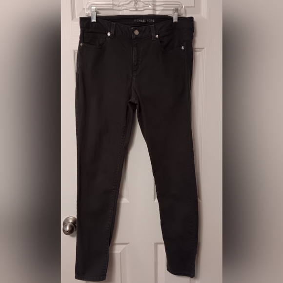 Michael Kors Izzy Dark Charcoal Mid-rise Skinny Denim Jeans Back Pocket Logo 8 - Picture 3 of 14